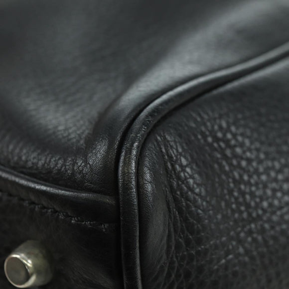 PRADA Tote Bag Leather Black Silver Auth 179445V