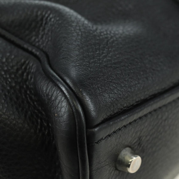 PRADA Tote Bag Leather Black Silver Auth 179445V