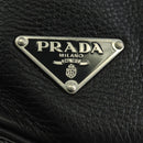 PRADA Tote Bag Leather Black Silver Auth 179445V-19