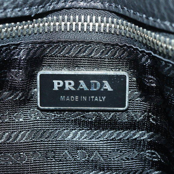 PRADA Tote Bag Leather Black Silver Auth 179445V