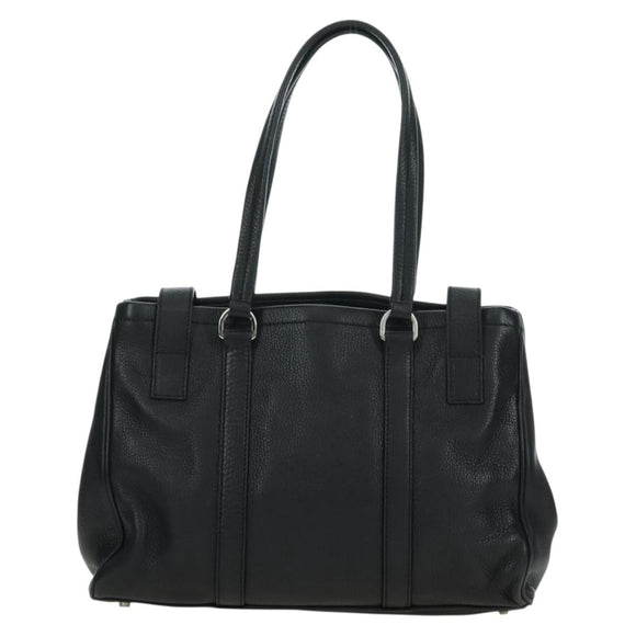 PRADA Tote Bag Leather Black Silver Auth 179445V