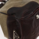 PRADA Hand Bag Canvas Beige Silver Auth 179446-9