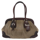 PRADA Hand Bag Canvas Beige Silver Auth 179446-13
