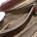 PRADA Hand Bag Canvas Beige Silver Auth 179446-22