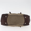 PRADA Hand Bag Canvas Beige Silver Auth 179446-5