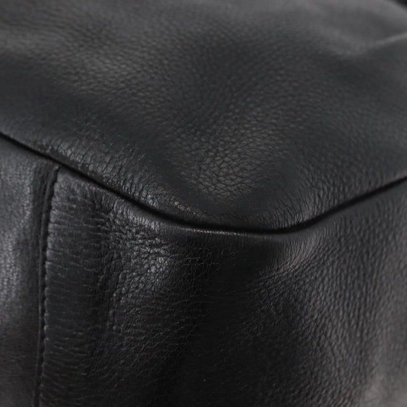 PRADA Hand Bag Leather Black Silver Auth 179447A