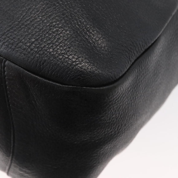 PRADA Hand Bag Leather Black Silver Auth 179447A