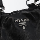 PRADA Hand Bag Leather Black Silver Auth 179447A-17