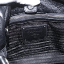 PRADA Hand Bag Leather Black Silver Auth 179447A-18
