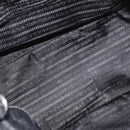 PRADA Hand Bag Leather Black Silver Auth 179447A-10