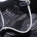 PRADA Hand Bag Leather Black Silver Auth 179447A-22