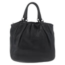 PRADA Hand Bag Leather Black Silver Auth 179447A-2