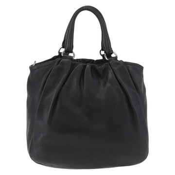 PRADA Hand Bag Leather Black Silver Auth 179447A - 0