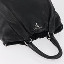 PRADA Hand Bag Leather Black Silver Auth 179447A-6