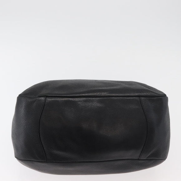 PRADA Hand Bag Leather Black Silver Auth 179447A