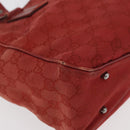 GUCCI GG Canvas Tote Bag Silver Red 113019 Auth 179457-11