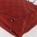 GUCCI GG Canvas Tote Bag Silver Red 113019 Auth 179457-12