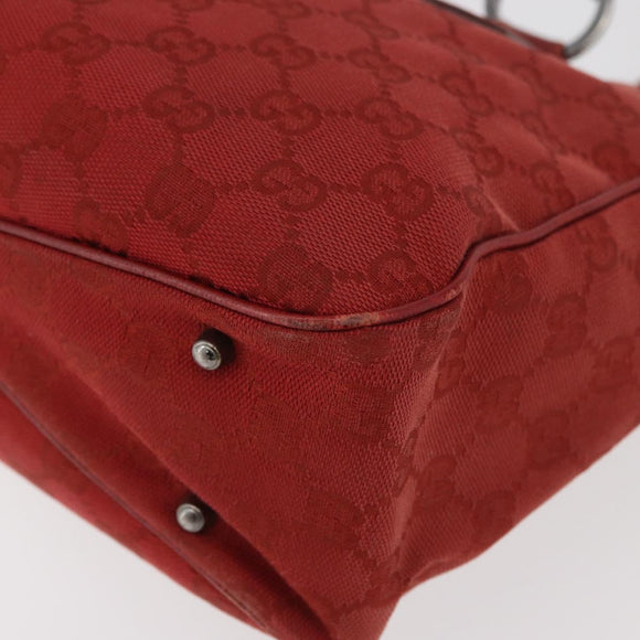 GUCCI GG Canvas Tote Bag Silver Red 113019 Auth 179457