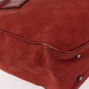 GUCCI GG Canvas Tote Bag Silver Red 113019 Auth 179457-13