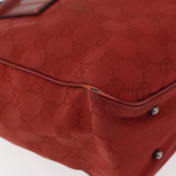 GUCCI GG Canvas Tote Bag Silver Red 113019 Auth 179457