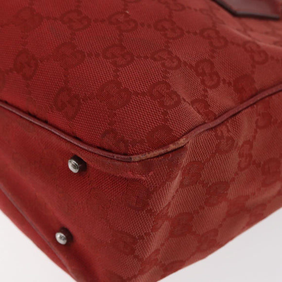 GUCCI GG Canvas Tote Bag Silver Red 113019 Auth 179457