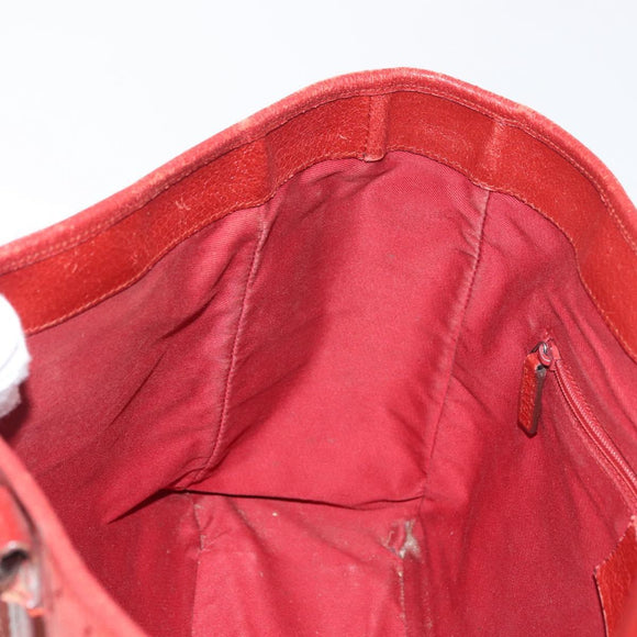 GUCCI GG Canvas Tote Bag Silver Red 113019 Auth 179457