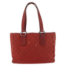 GUCCI GG Canvas Tote Bag Silver Red 113019 Auth 179457-2