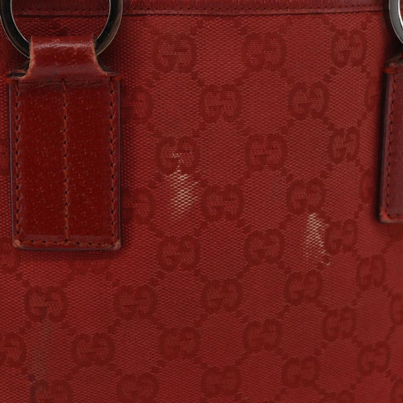 GUCCI GG Canvas Tote Bag Silver Red 113019 Auth 179457