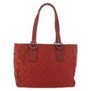 GUCCI GG Canvas Tote Bag Silver Red 113019 Auth 179457-4