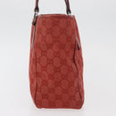 GUCCI GG Canvas Tote Bag Silver Red 113019 Auth 179457-5