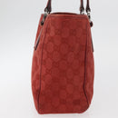 GUCCI GG Canvas Tote Bag Silver Red 113019 Auth 179457-6