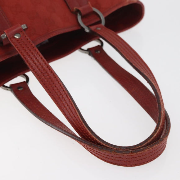 GUCCI GG Canvas Tote Bag Silver Red 113019 Auth 179457