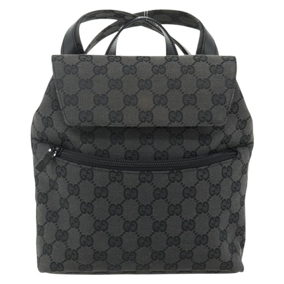 GUCCI GG Canvas Backpack Black Silver 003 0242 Auth 179459