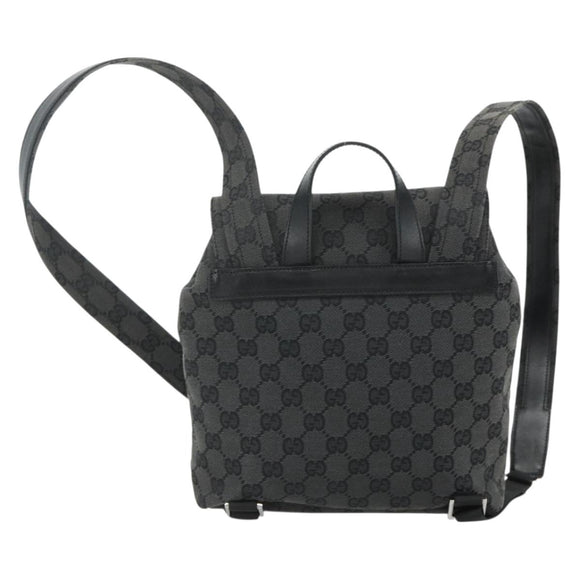GUCCI GG Canvas Backpack Black Silver 003 0242 Auth 179459