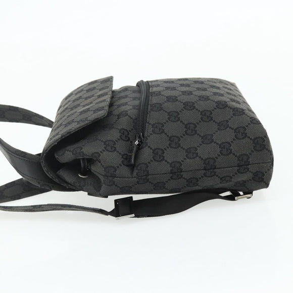 GUCCI GG Canvas Backpack Black Silver 003 0242 Auth 179459