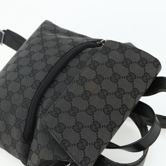 GUCCI GG Canvas Backpack Black Silver 003 0242 Auth 179459