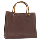 GUCCI Bamboo Tote Bag Leather Brown Gold 002 0260 2615 Auth 179461-1