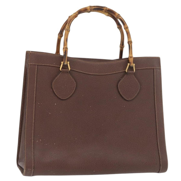 GUCCI Bamboo Tote Bag Leather Brown Gold 002 0260 2615 Auth 179461