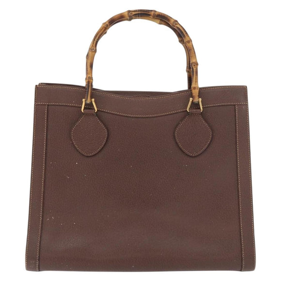 GUCCI Bamboo Tote Bag Leather Brown Gold 002 0260 2615 Auth 179461