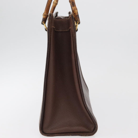 GUCCI Bamboo Tote Bag Leather Brown Gold 002 0260 2615 Auth 179461