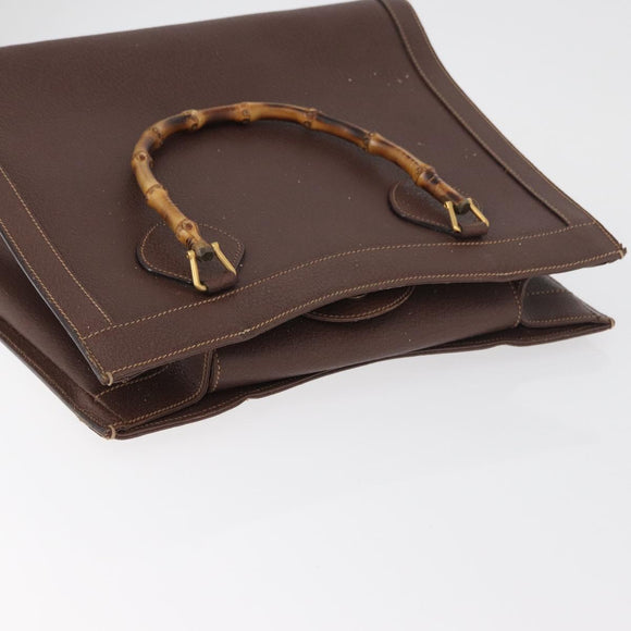 GUCCI Bamboo Tote Bag Leather Brown Gold 002 0260 2615 Auth 179461