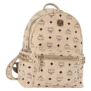 MCM Vicetos Logogram Backpack PVC Leather Ivory Gold Auth 179462-1