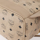 MCM Vicetos Logogram Backpack PVC Leather Ivory Gold Auth 179462-15