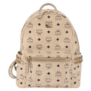 MCM Vicetos Logogram Backpack PVC Leather Ivory Gold Auth 179462-2