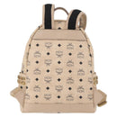 MCM Vicetos Logogram Backpack PVC Leather Ivory Gold Auth 179462-3