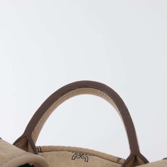 MCM Vicetos Logogram Backpack PVC Leather Ivory Gold Auth 179462