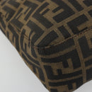 FENDI Zucca Canvas Mamma Baguette Hand Bag Black Brown Auth 179468A-15