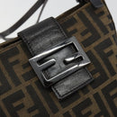 FENDI Zucca Canvas Mamma Baguette Hand Bag Black Brown Auth 179468A-18