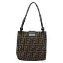 FENDI Zucca Canvas Mamma Baguette Hand Bag Black Brown Auth 179468A-2