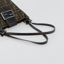 FENDI Zucca Canvas Mamma Baguette Hand Bag Black Brown Auth 179468A-7